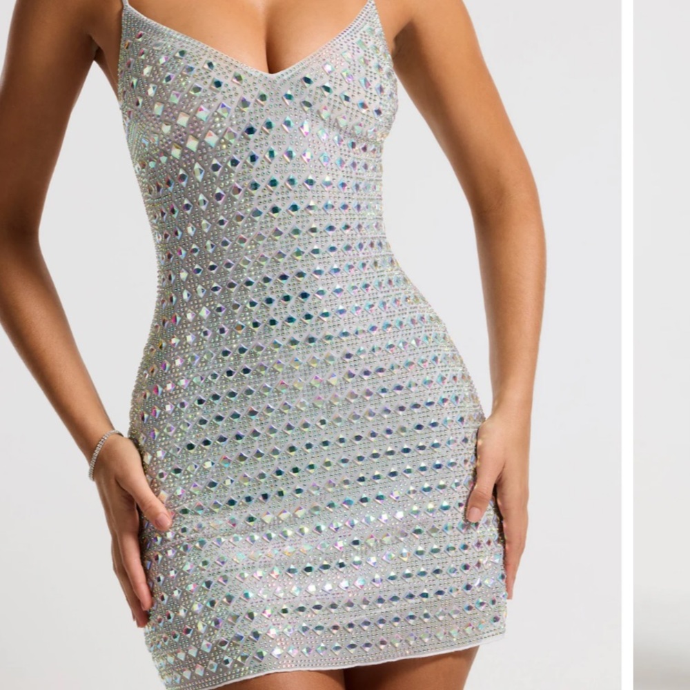 Oh Polly Silver Sequin Mini Dress